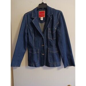 Denim Jean Jacket Isaac Mizrahi  Women's Cuff Sleeve Denim Large Vintage Cotton